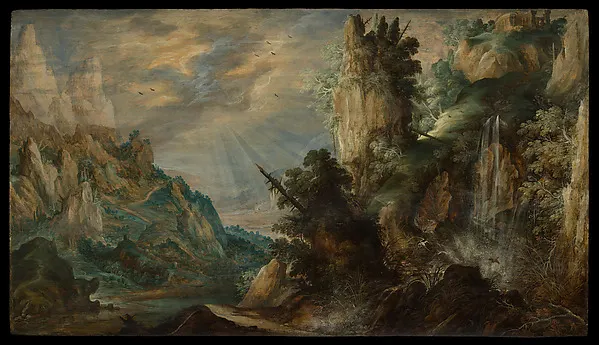 A Mountainous Landscape with a Waterfall — Kerstiaen de Keuninck — praca twórcy Krzysztof Wójcik na Freshwall Marketplace
