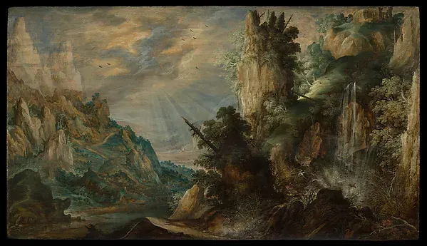 A Mountainous Landscape with a Waterfall — Kerstiaen de Keuninck — praca twórcy Krzysztof Wójcik na Freshwall Marketplace