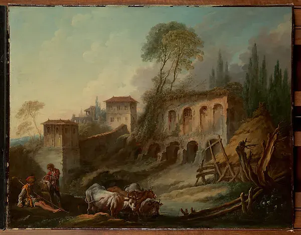 Imaginary Landscape with the Palatine Hill from Campo Vaccino — François Boucher — praca twórcy Paweł Pawlak na Freshwall Marketplace