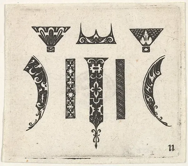 Blackwork Print with Eight Motifs — Claes Jansz. Visscher — praca twórcy Filip Nowak na Freshwall Marketplace