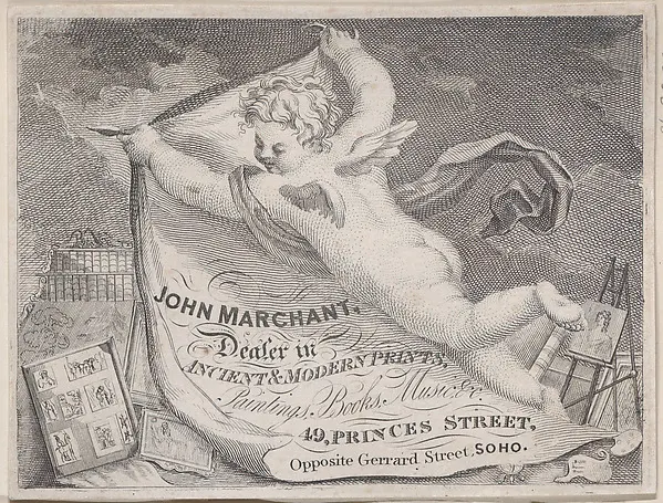 Trade Card for John Marchant, Print Dealer — Anonymous, British, 19th century — praca twórcy Tomasz Kowalczyk na Freshwall Marketplace