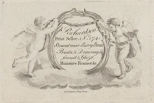 Trade Card for William Richardson, Print Seller — Anonymous, British, 18th century — praca twórcy Zofia Kamińska na Freshwall Marketplace