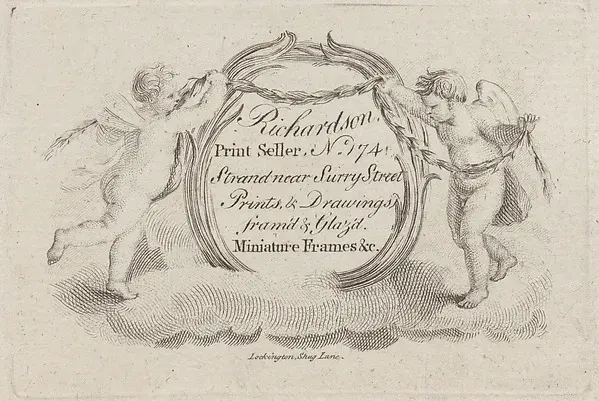Trade Card for William Richardson, Print Seller — Anonymous, British, 18th century — praca twórcy Zofia Kamińska na Freshwall Marketplace