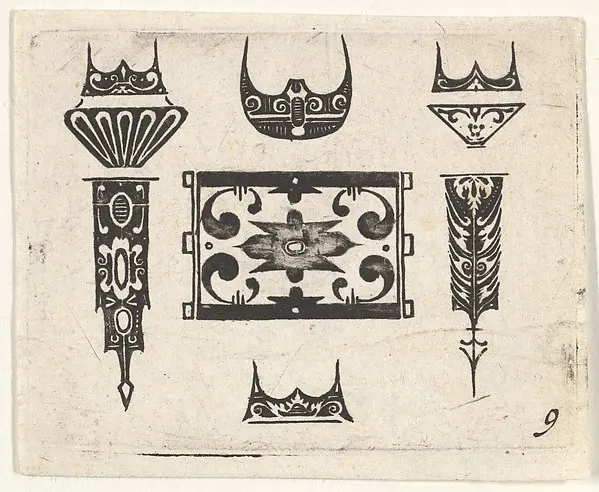 Blackwork Print with Nine Motifs — Claes Jansz. Visscher — praca twórcy Piotr Wieczorek na Freshwall Marketplace