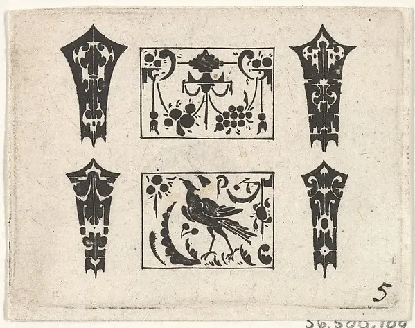 Blackwork Print with a Symmetrical Schweifwerk Pattern — Claes Jansz. Visscher — praca twórcy Paweł Grabowska na Freshwall Marketplace