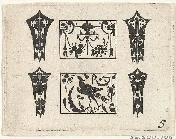 Blackwork Print with a Symmetrical Schweifwerk Pattern — Claes Jansz. Visscher — praca twórcy Paweł Grabowska na Freshwall Marketplace