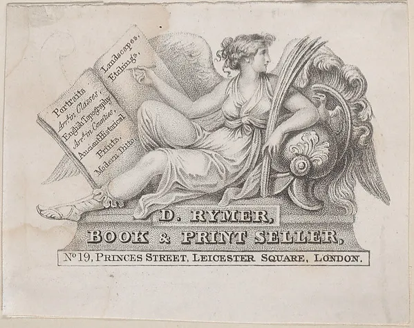 Trade Card for D. Rymer, Book & Print Seller — Anonymous, British, 18th century — praca twórcy Tomasz Grabowska na Freshwall Marketplace