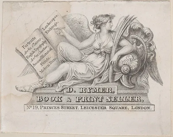 Trade Card for D. Rymer, Book & Print Seller — Anonymous, British, 18th century — praca twórcy Tomasz Grabowska na Freshwall Marketplace