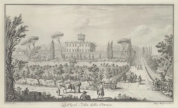 View of the Villa La Petraia, in Vedute delle ville, e d'altri luoghi della Toscana (page 33) — Giuseppe Zocchi — praca twórcy Katarzyna Czajka na Freshwall Marketplace