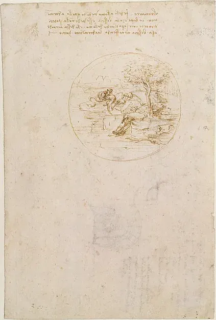Allegory on the Fidelity of the Lizard (recto); Design for a Stage Setting (verso) — Leonardo da Vinci — praca twórcy Ewa Głowacki na Freshwall Marketplace