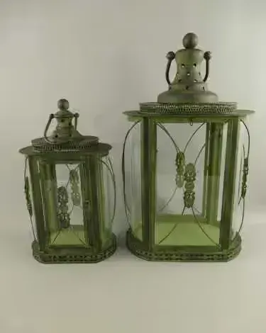 2 x LAMPION ART DECO LATARNIA szkło lampa zielona — praca twórcy AntykiDecco na Freshwall Marketplace