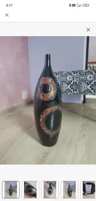 Czarny , pomarańczowy ceramiczny wazon, ozdobny — praca twórcy Barbara na Freshwall Marketplace