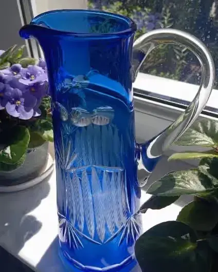 Dzbanek Bohemia Crystal kobalt 29 cm – ręcznie szlifowany — praca twórcy Mirosław na Freshwall Marketplace