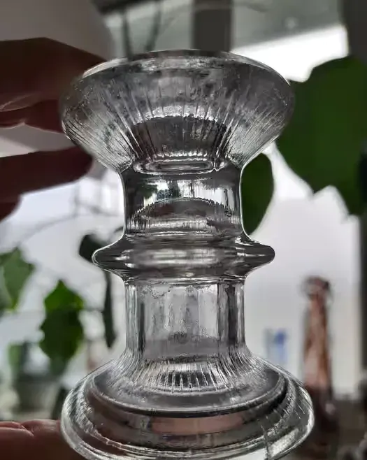 Dwustronny świecznik szklany vintage,jak Festivo,szkło vintage,PRL — praca twórcy Pani M na Freshwall Marketplace