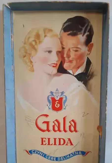 ELIDA Gala Warszawa Duże Pudełko po Kremach Stara Reklama ok. 1930 r. — praca twórcy galeriaszafa na Freshwall Marketplace