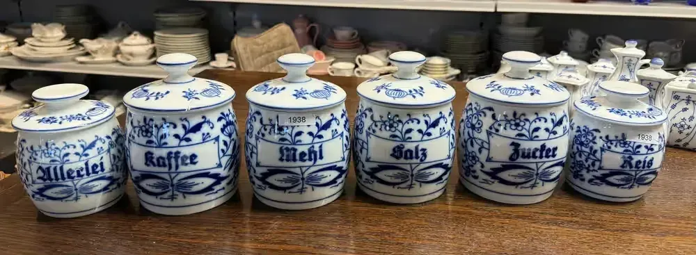 Gerold pojemmniki kuchenne kobaltowe wzór słomkowy dekoracja 1938 — praca twórcy Mebello Lumpello na Freshwall Marketplace