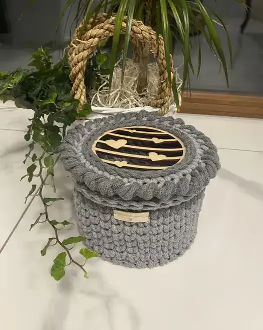 Koszyczek ze sznurka bawelnianego Hand Made rekodzielo recznie robione — praca twórcy Jolanta na Freshwall Marketplace