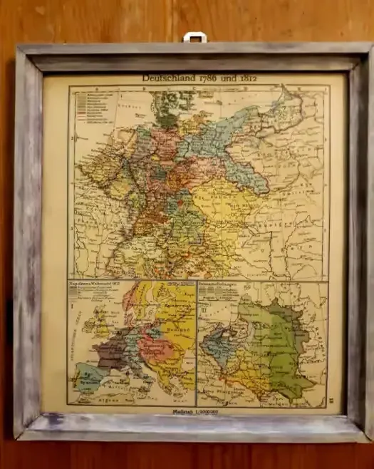 MAPA . DEUTSCHLAND 1786 UND 1812 . Oryginalna . Rama drewniana . — praca twórcy Guenther na Freshwall Marketplace