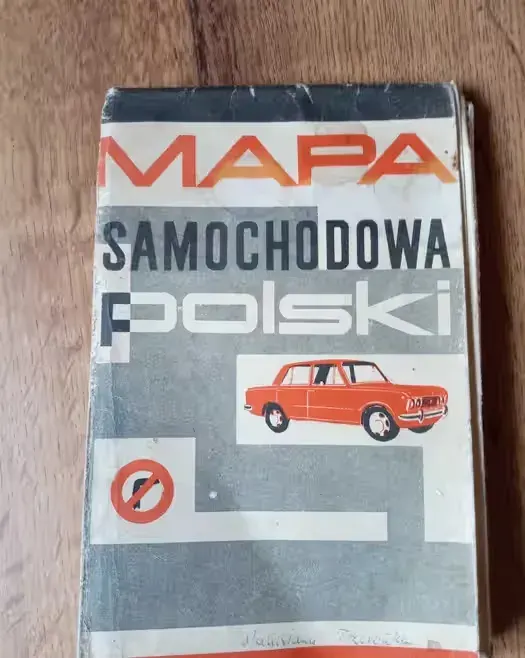 Mapa samochodowa Polski -1968 r-PRL -Fiat 125p, Warszawa, Nysa, Syrena — praca twórcy Ozzy na Freshwall Marketplace