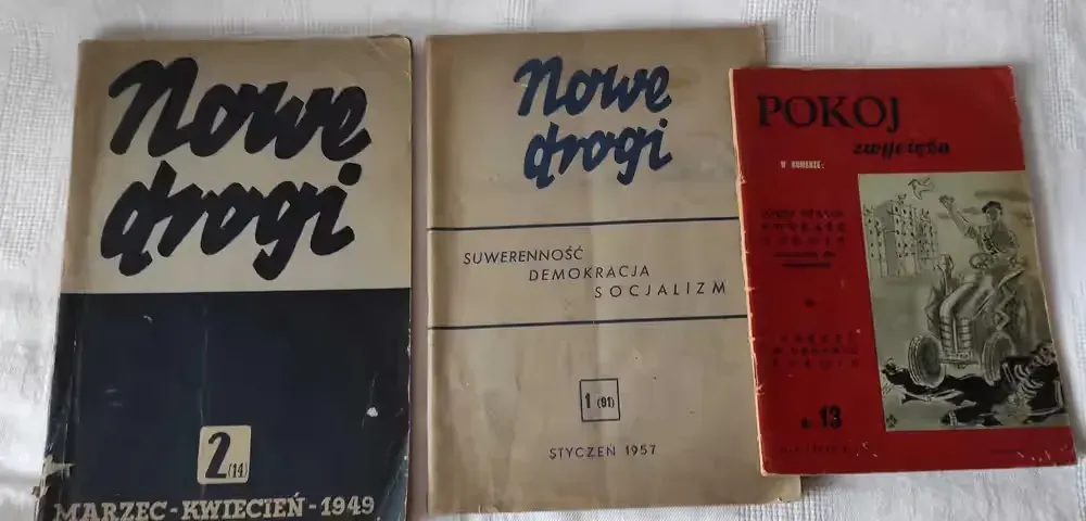 Nowe Drogi nr 2 z 1949r, nr 1 z 1957r i Pokój zwycięża nr 13 z 1950r — praca twórcy Paweł na Freshwall Marketplace