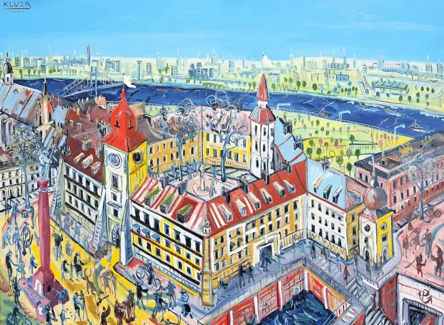 Paweł KLUZA obraz olejny Warszawa picasso duży nie dwurnik 114x146 cm muzealny — praca twórcy SFH1311 na Freshwall Marketplace