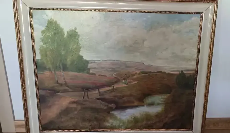 Pejzaż olej, podpisany 1975 — praca twórcy Sebastian na Freshwall Marketplace