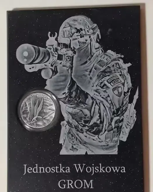 Ryngraf Jednostki GROM z monetą  z Mennicy Polskiej UNIKAT — praca twórcy Alao na Freshwall Marketplace