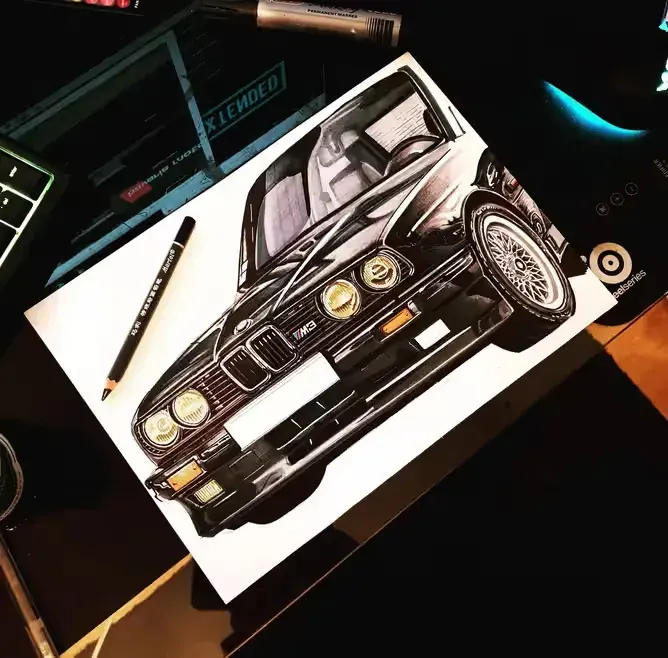 Rysunek bmw e30 m3 prezent — praca twórcy Jan na Freshwall Marketplace