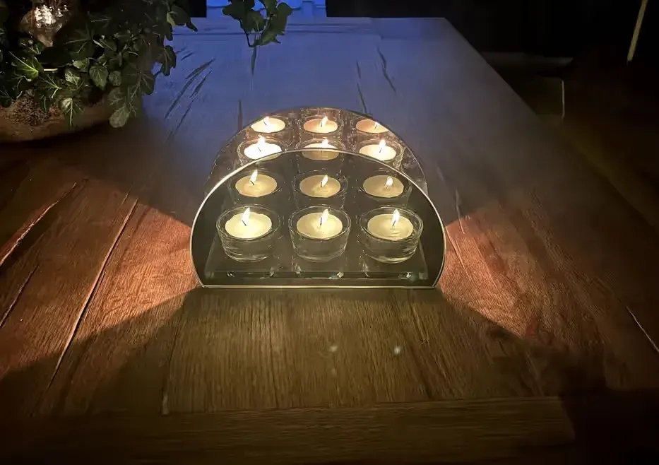 Szklany świecznik z efektem lustra 3D na podgrzewacze Tealight glamour — praca twórcy Renata na Freshwall Marketplace