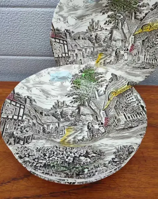 Talerze Obiadowe  Angielska porcelana  Głębokie Old Englisch Village W — praca twórcy skarbywyszukane na Freshwall Marketplace