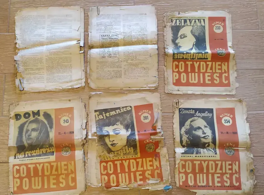 Tygodnik "Co tydzień powieść" z lat 1937 i 38 + Gazeta lubuska 1990 — praca twórcy Kacper na Freshwall Marketplace