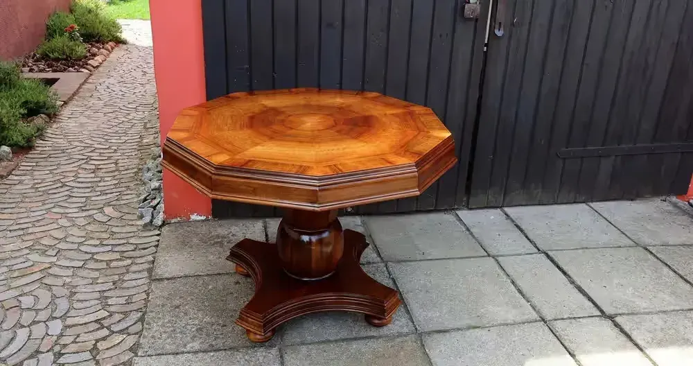 Unikat Dziesięciokątny Stół Stolik Kawowy Orzech Biedermeier Art Deco Antyk — praca twórcy Grzegorz Stanasiuk na Freshwall Marketplace