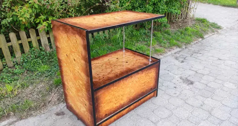 Designerski barek / komoda w stylu Art Deco – fornir czeczotowy, wysoki połysk /vintage — praca twórcy Katarzyna na Freshwall Marketplace