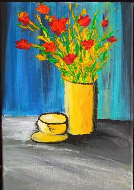 Impresja Kwiatowa –  ręcznie malowany obraz akrylowy 30 × 40 cm — praca twórcy Barb na Freshwall Marketplace