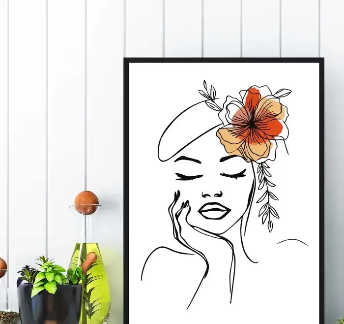 plakat kobieta i kwiaty abstrakcja, plakat do salonu w ramę kobieta — praca twórcy DRUKARNIA PATRZ na Freshwall Marketplace