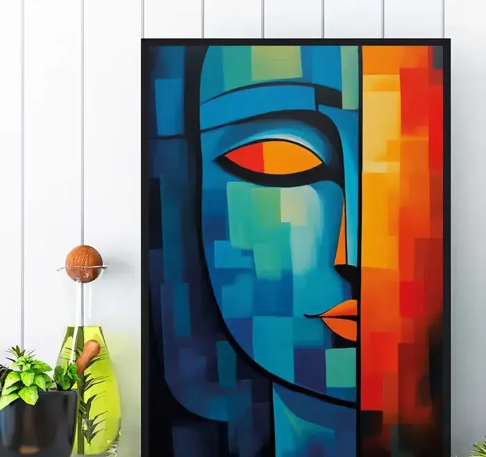 plakat kolorowy w stylu pablo picasso, obraz kolorowy w stylu picasso — praca twórcy DRUKARNIA PATRZ na Freshwall Marketplace