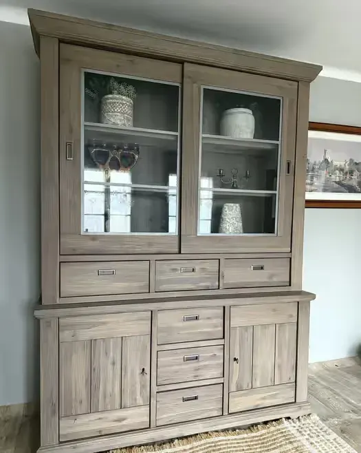 WYJĄTKOWY KREDENS witryna drewniany farmhouse cottage szary gołebi — praca twórcy Happy Home 2.0 na Freshwall Marketplace