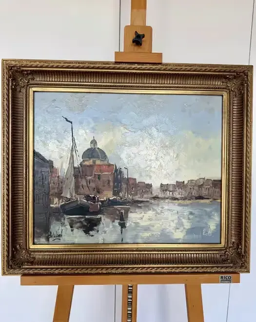 Albert de Wael Wybitny Impast Amsterdam Sugnowany Obraz olejny na Desce Przepiękna Bogata Rama Unikat Gabinetowy Pejzaż Holenderski Veduta Premium TOP — praca twórcy ArtCollector na Freshwall Marketplace