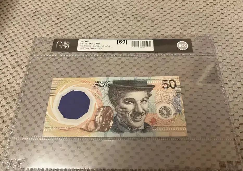 Banknot testowy PWPW 50 Charlie Chaplin — praca twórcy Kamil na Freshwall Marketplace