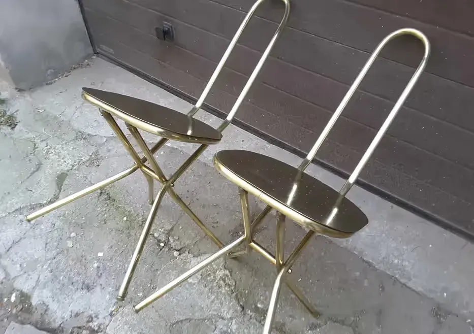 Krzesła lity mosiądz vintage, lata 80., postmodernizm / projekt inspirowany N. Gammelgaard — praca twórcy grzegorz na Freshwall Marketplace