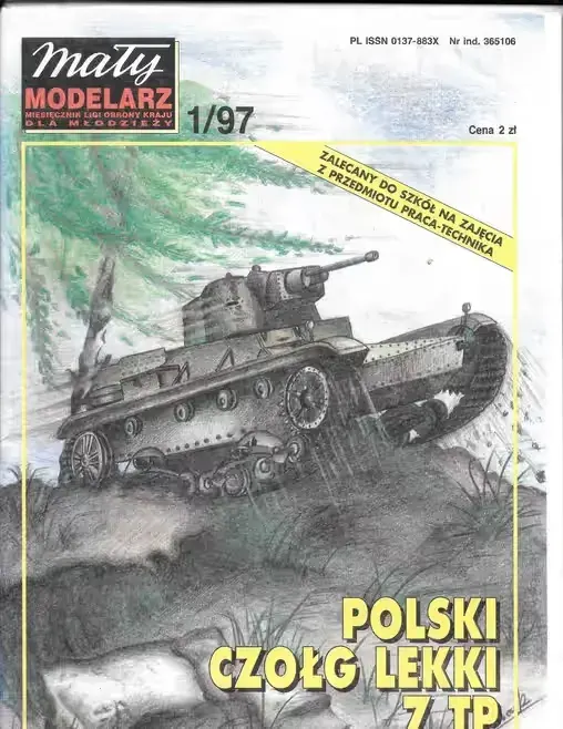 Mały Modelarz 1 1997 czołg lekki 7TP model 1:25 - nie rozcięty — praca twórcy Tomek na Freshwall Marketplace