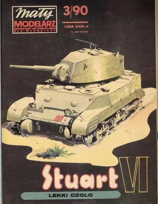 Mały Modelarz 3 1990 czołg STUART VI model 1:25 - nie rozcięty — praca twórcy Tomek na Freshwall Marketplace