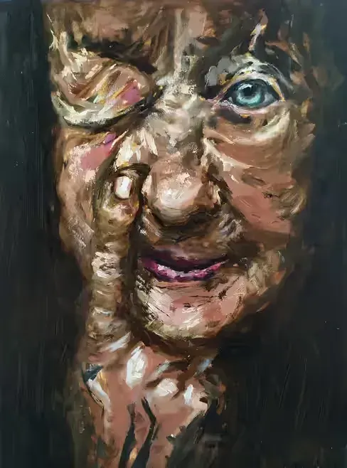 Obraz olejny na płótnie - ekspresyjny portret - 50x70 cm — praca twórcy Justyna Liwińska na Freshwall Marketplace