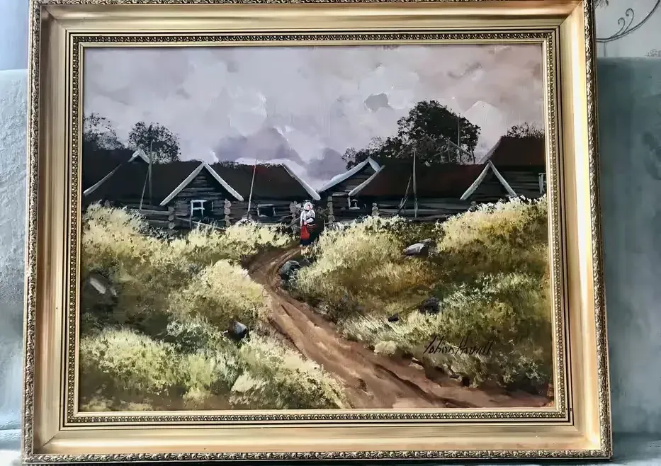 Obraz olejny na płótnie, l. 60 XX w, bardzo duży i efektowny (85x70), — praca twórcy Beata na Freshwall Marketplace
