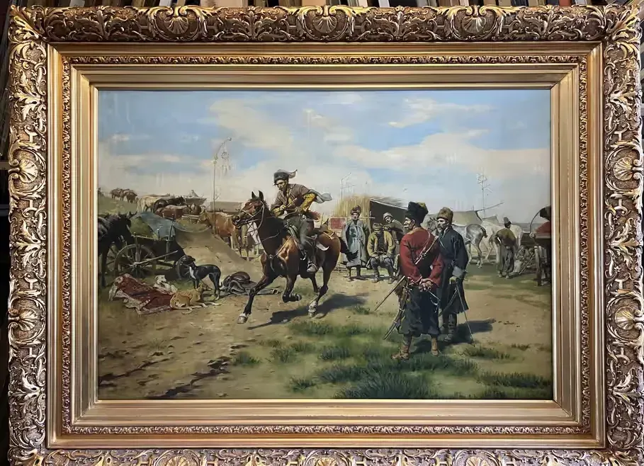 Obraz olejny na płótnie - Scena rodzajowa z kozackim motywem — praca twórcy Samer na Freshwall Marketplace