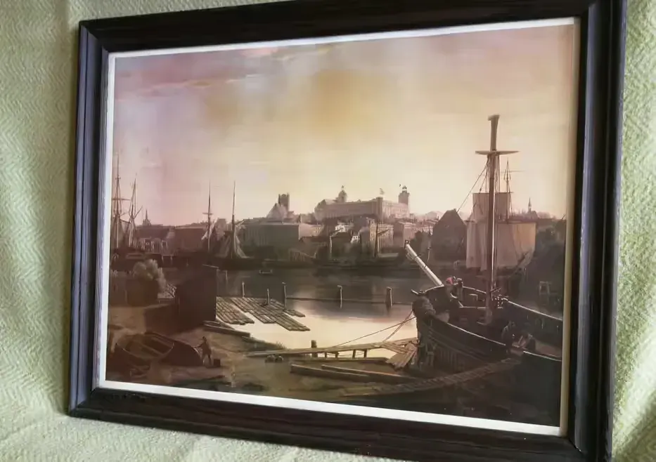 Obraz - Widok Szczecina z Łasztowni  (A. L. Most) | W Ramie 54x43 cm — praca twórcy Jowi na Freshwall Marketplace