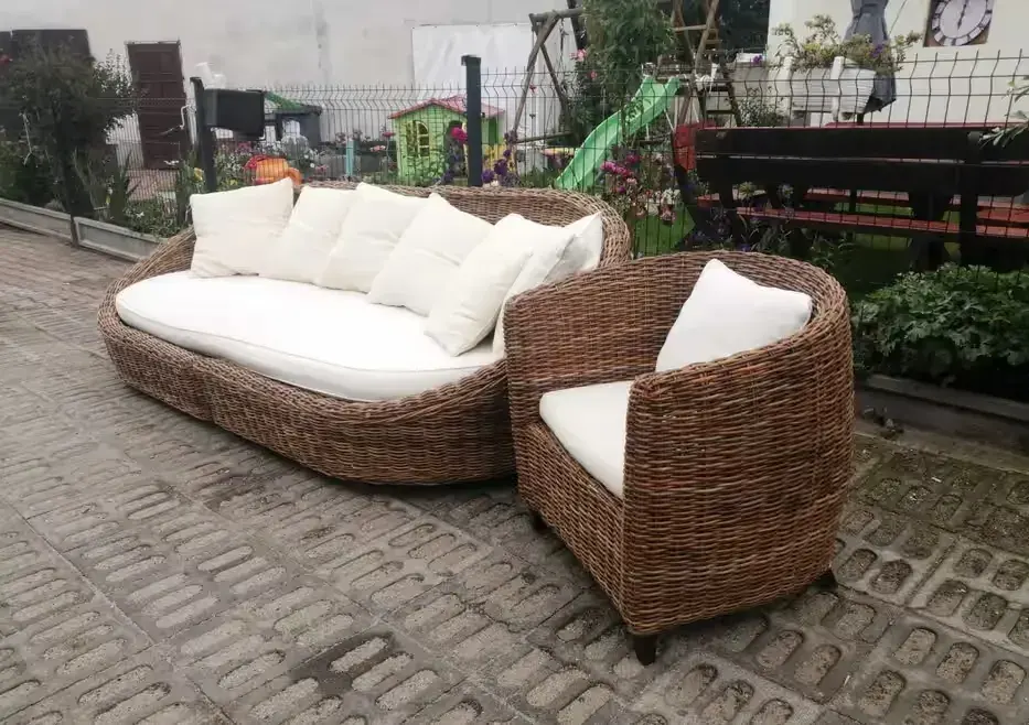 Sofa rattanowa fotel rattan NATURALNY gruby oplot KOKON na Ogród Taras kanapa krzesło — praca twórcy Grzegorz na Freshwall Marketplace