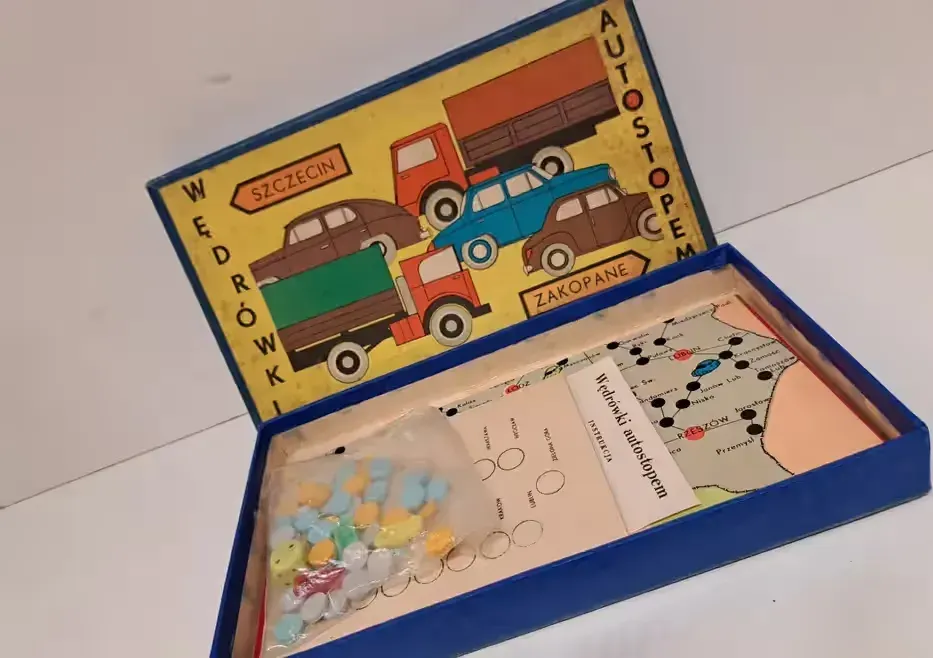 Stara GRA Wędrówki Autostopem PRL retro vintage kompletna 1975r — praca twórcy antykizestrychu na Freshwall Marketplace