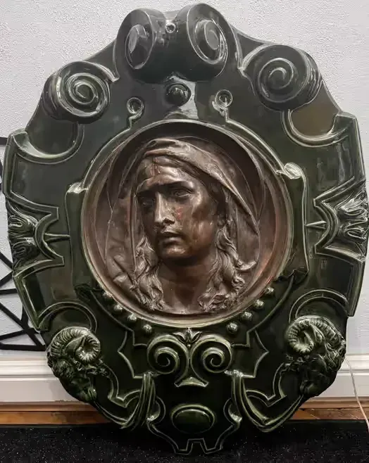 Unikat! Secesyjna Płaskorzeźba Mater Dolorosa 20kg Brąz Ceramika — praca twórcy Yard sale na Freshwall Marketplace