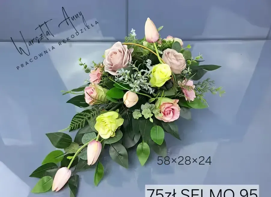 Warsztat Anny - komkomplet nagrobny,  stroik na cmentarz,  kompozycja,  bukiet, kwiaty premium — praca twórcy warsztatanny2 na Freshwall Marketplace